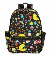 Lesportsac G842 Pac-Man 1974 Power Pellets Route Backpack Bag Purse Voyager Tote