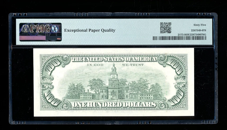 DBR 1990 $100 FRN Gem Minneapolis Fr. 2173-I PMG 65 EPQ Serial I41825064A - Image 2 of 2