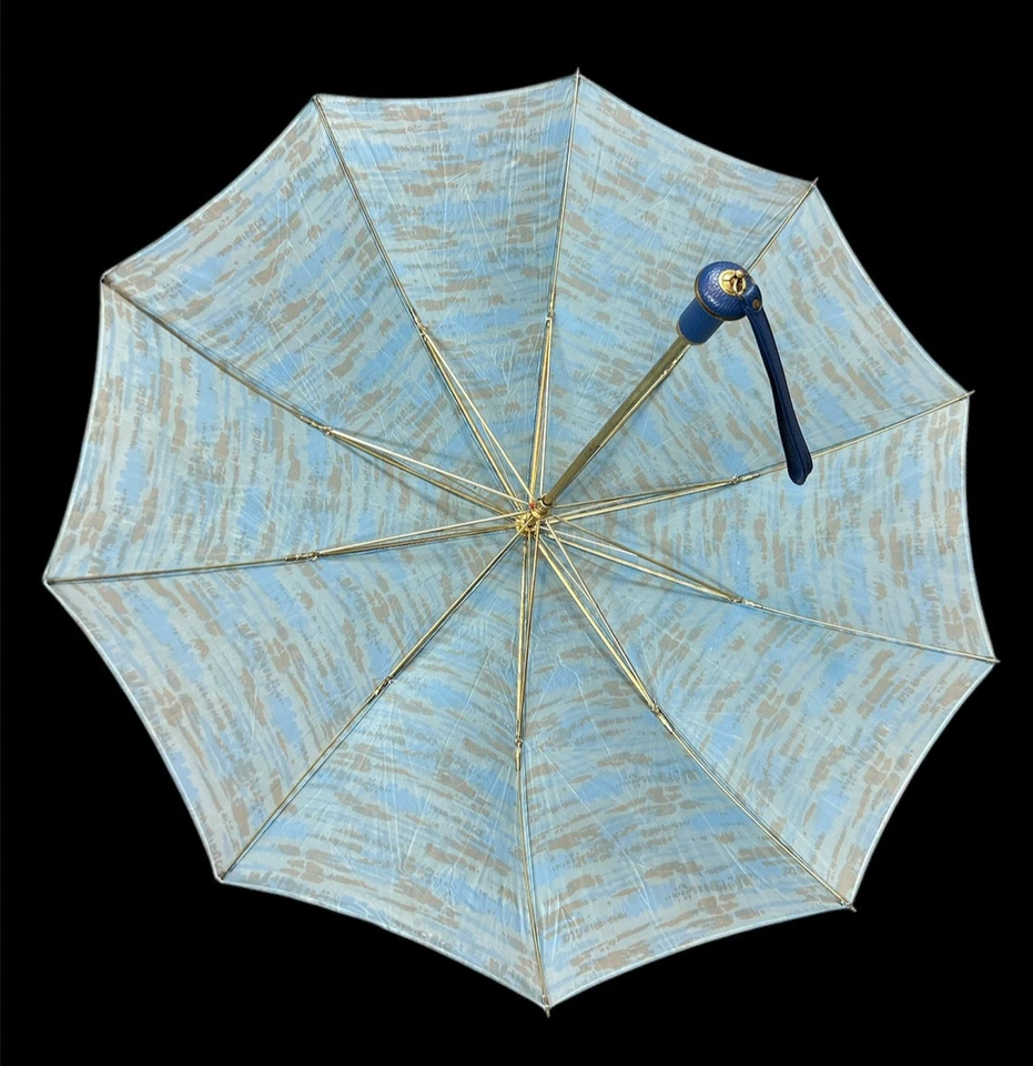 De Colección MCM KNIRPS Paraguas de Bolsillo Patrón Abstracto Azul Gris Estuche con Cremallera a Juego Foto 2 de 4