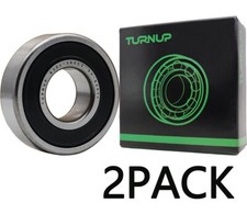  2 PACK USA TURNUP 6204-2RSC3 20X47X14MM Double Rubber Seal Ball Bearings