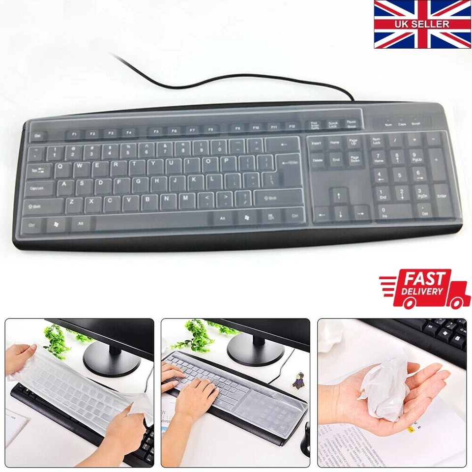 Universal Desktop Tastatur Schutzhülle Silikon Cover Schutz Skin Klar Folie - Bild 3 von 4