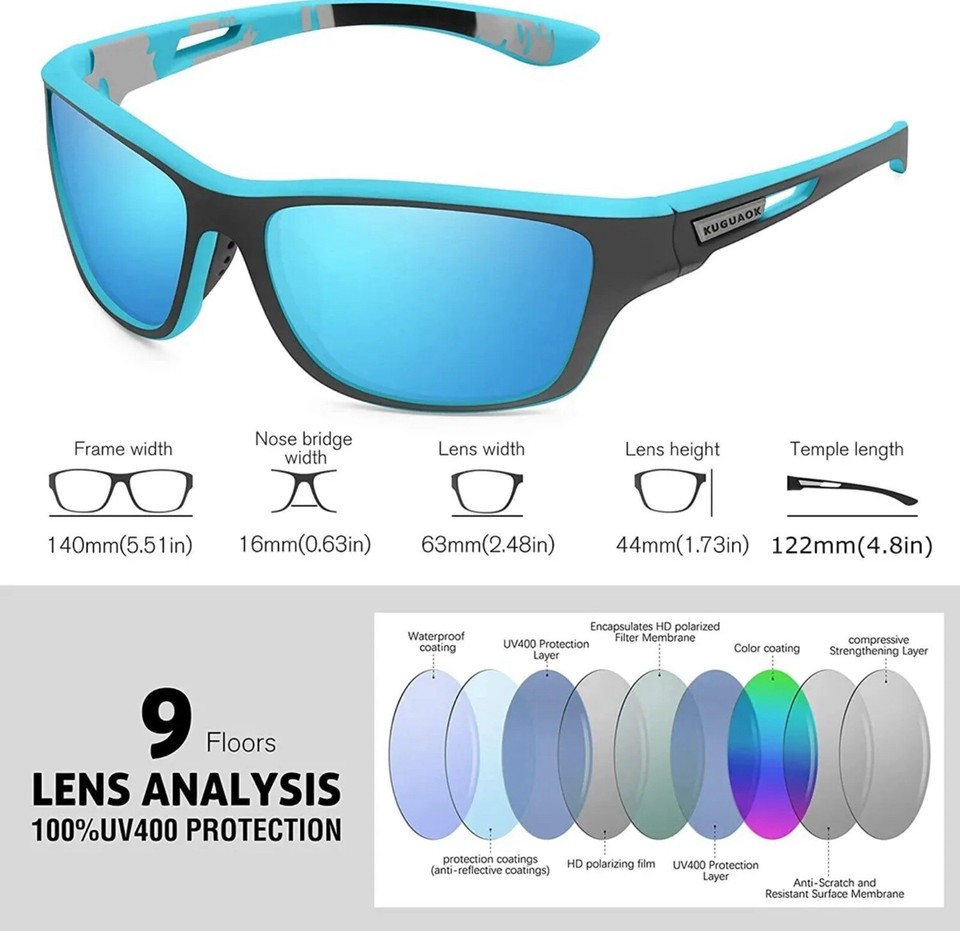 KUGUAOK Polarized Sports Sunglasses for Men Driving Cycling Fishing Sun