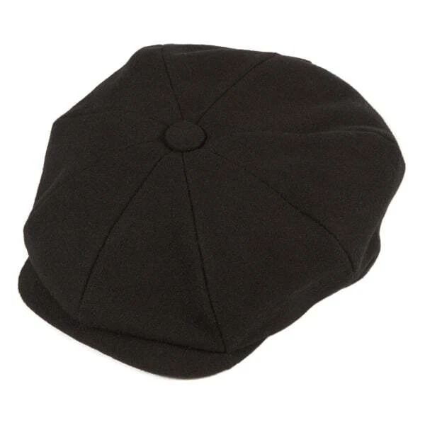Christys' Hats Baker Boy Cap Melton Wool Black