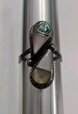 Vintage Abalone Silver Taxco Size 7 Ring. Row2323