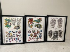 Lot of 12 Tattoo Flash Sheets- Double Sided Panels