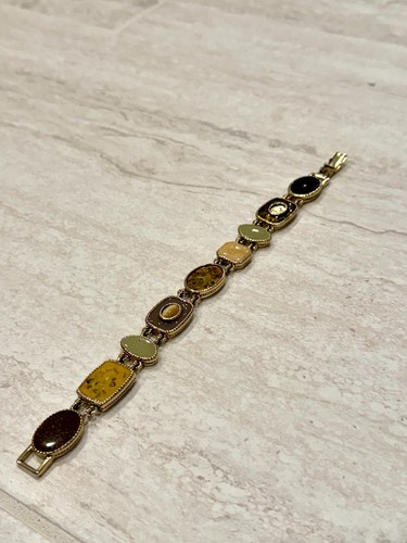 VTG Liz Claiborne Enamel Bracelet Multi Gem Stone Jewel Rustic Jewelry QVC