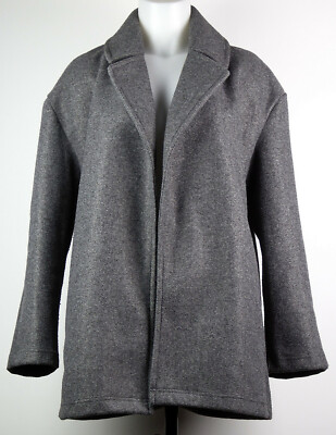 Zara Basic Gray Open-Front Topper Polyester Coat M