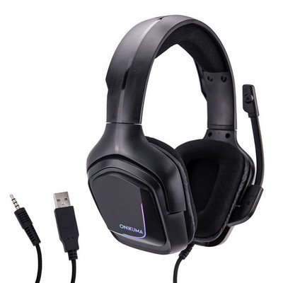 Gaming Headset Wired Gaming with Noise Canceling Mic Surround Sound RGB Black