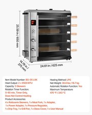 VEVOR Countertop Vertical Oven Brazilian Flame 5 Auto Rotating Skewers
