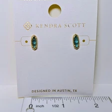 Kendra Scott Emma Gold Stud Earrings Dark Blue Glass
