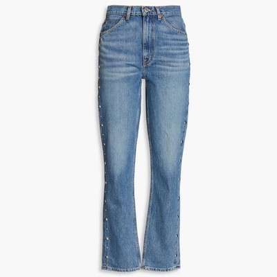 RE/DONE 70s Straight Studded Jeans Women s Size 24 Moon Stoned High Rise Cotton