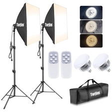 Studio Softbox Photography Lights, 27" 85W LED Bulbs, Remote