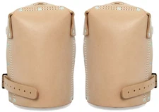 Non-slip Kneepads with Adjustable Straps, Safety Leather Knee Pads Tan 
