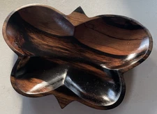 Vintage Wooden Brown Butterfly Trinket Dish Bowl 6" L