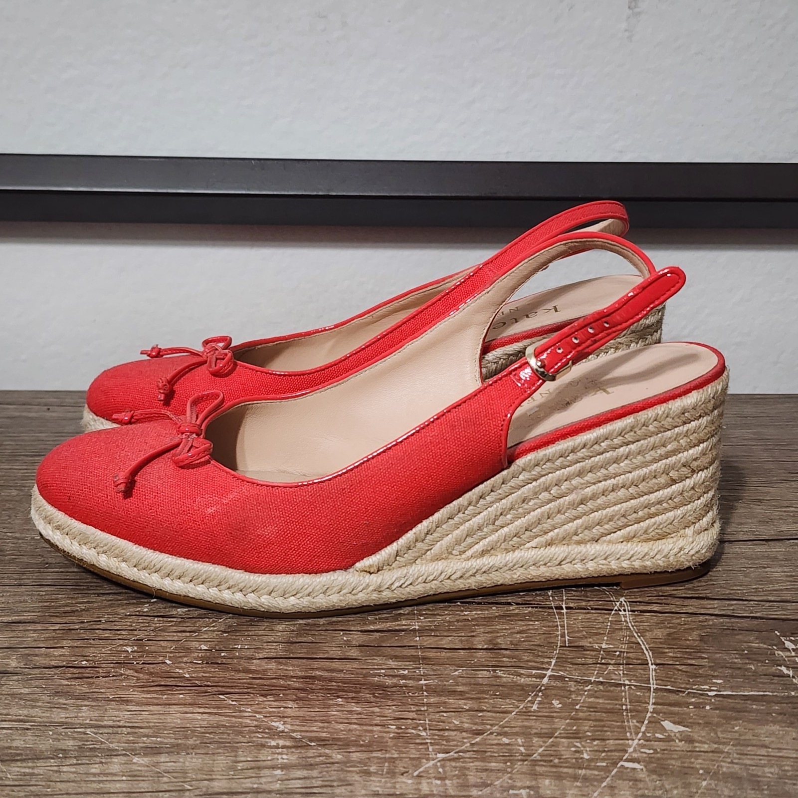 Kate Spade New York Panama Nights Women's Wedge Espadrilles Shos Size 8.5 Red