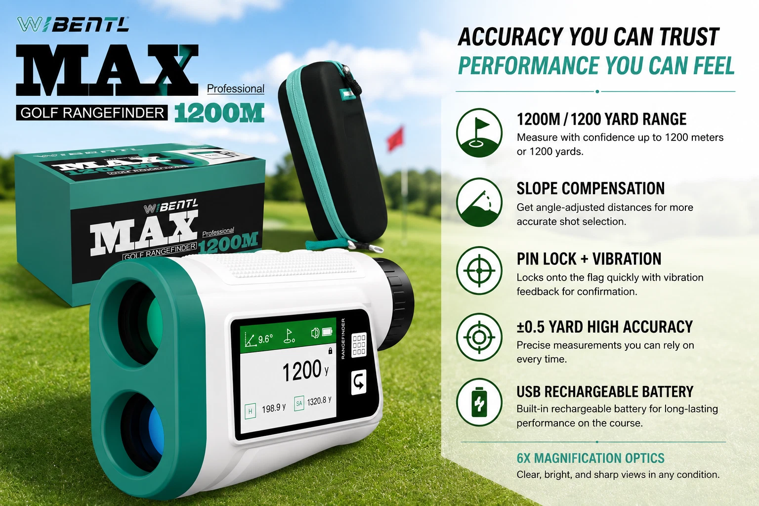 Wibentl Golf Range Finder Professional Max 1200M WRF01 New Great Gift
Opens in a new window or tab
