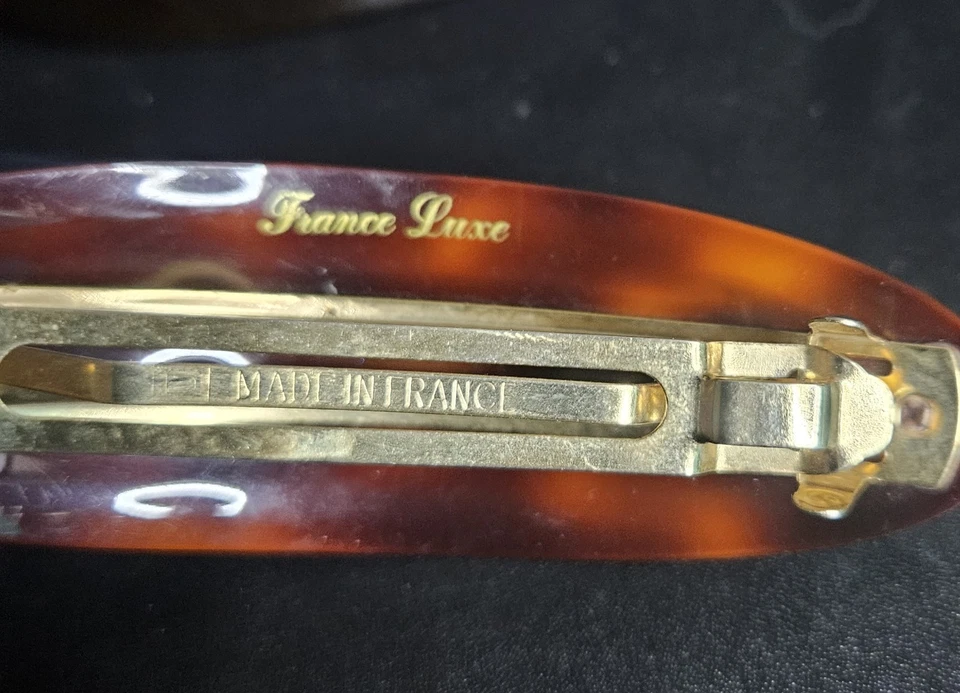 Lot of 2 Made in France Hair Clips Vintage Tortoise Shell Style Barrettes - Image 2 of 3