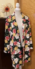 NEW Tahari Jacket Womens Size Large Open Front Floral Blazer Duster MSRP$128