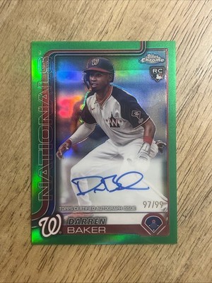 Darren Baker 2025 Topps Chrome Rookie Auto #RA-DB Green Refractor /99 Nationals