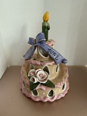 Blue Sky Ceramic Birthday Cake Figurine  2012 Heather Goldminc