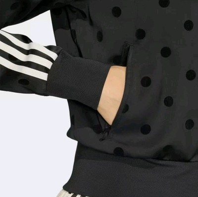 Adidas Black SATIN POLKA DOTS TT Track Top Jacket XS New Nwt | eBay