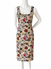 Dolce Gabbana Floral Cotton Fitted Designer Dress Vintage DG