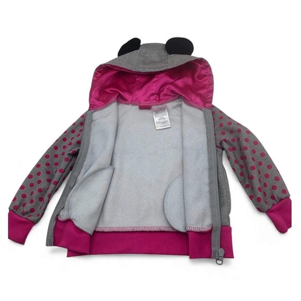 Disney Minnie Mouse Niñas Cremallera Sudadera con Capucha Chaqueta con Orejas Rosa Lunares Talla 3T Foto 3 de 4