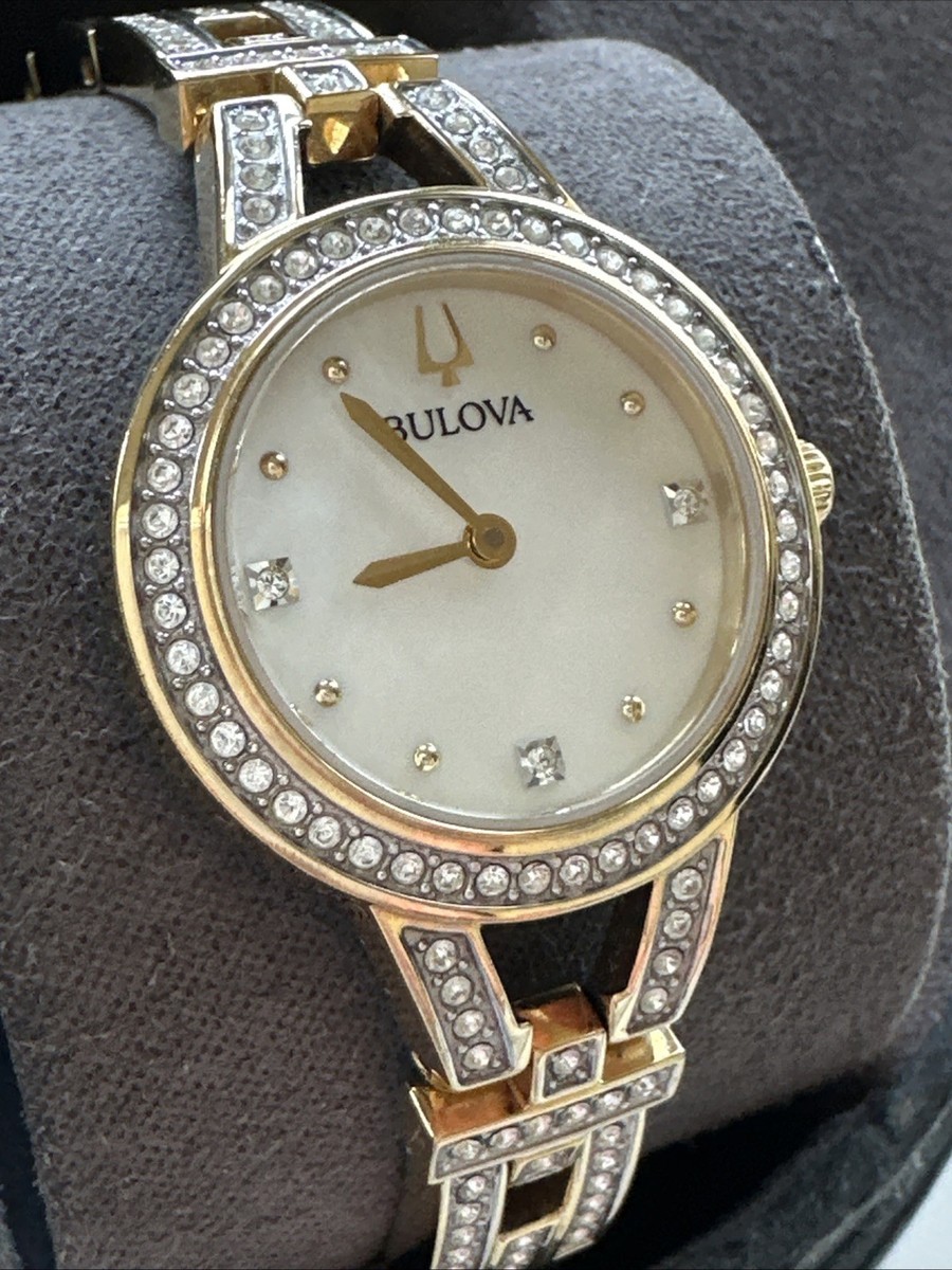Bulova Crystal Womens Crystal Accent Gold Tone Stainless  display picture 1