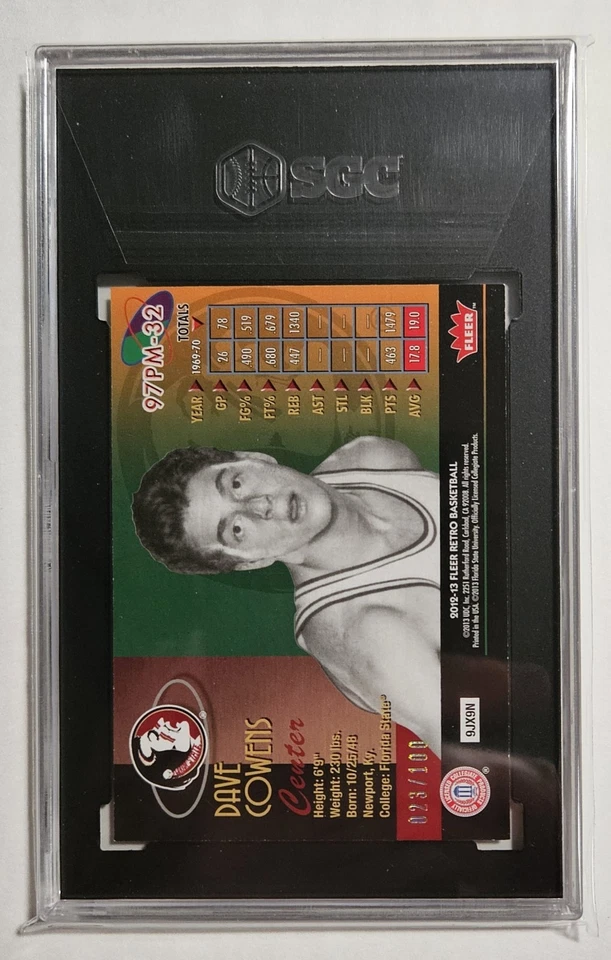 2012-13 Dave Cowens Fleer Retro Metal Universe Precious Gems/100 SGC 9 1997-98 Foto 2 de 2