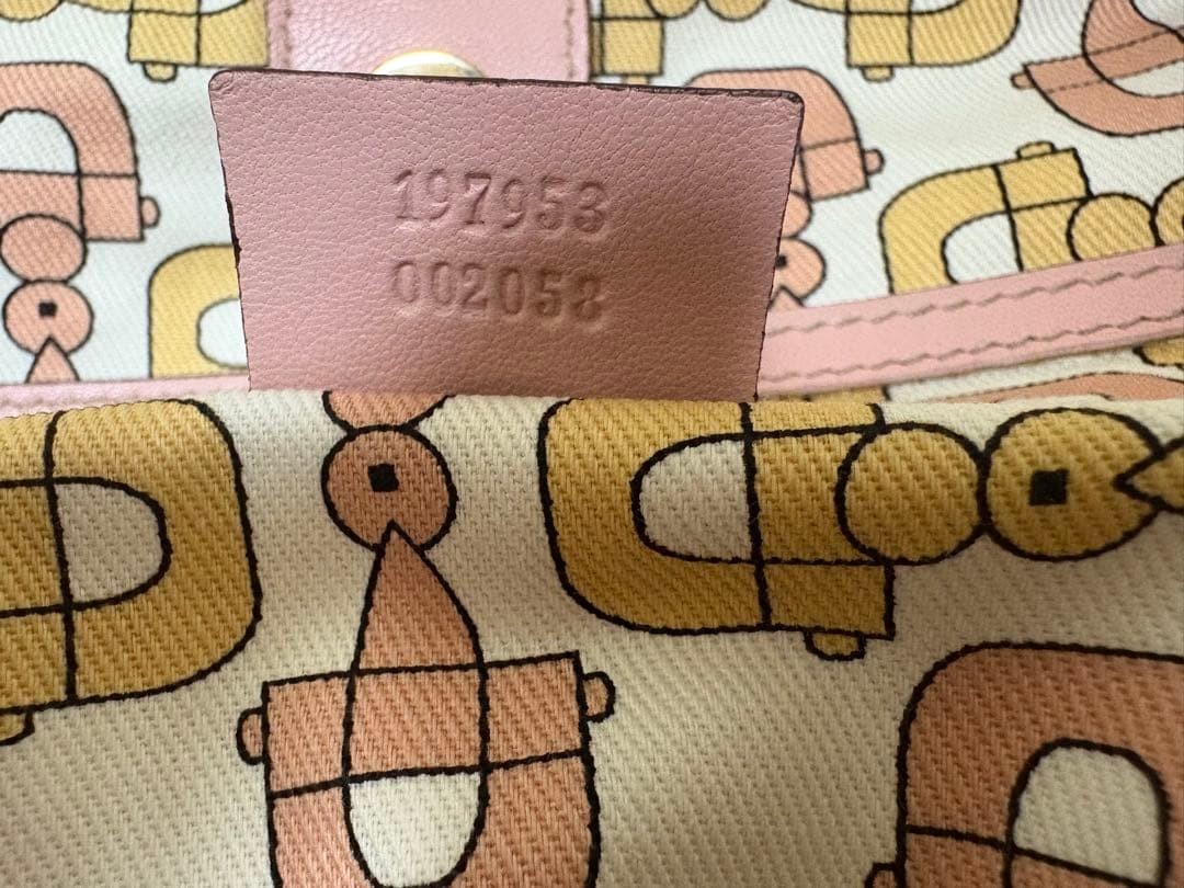 GUCCI Pink Beige Leather Tote Bag with Serial Number, Compact, Used Excellent thumbnail 11