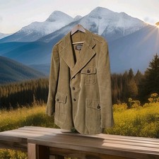 1970s Cortefiel Tan Corduroy Spanish Riding Jacket with Wooden Buttons -size 46