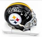 Rocky Bleier HOF Signed Inscribed Black Mini Helmet Steelers JSA Certification