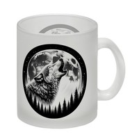 Heulender Wolf Im Mondschein Glas Tasse