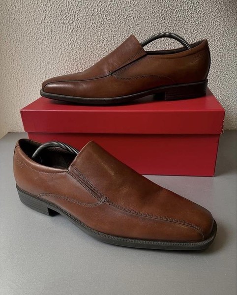 Men Ecco Heels Brown Leather 46 #3R79