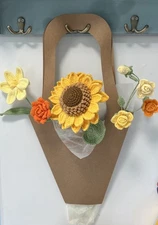 Crochet Flower Bouquet Handmade Sunflower Tulip orange rose Fall Home Deco Gift