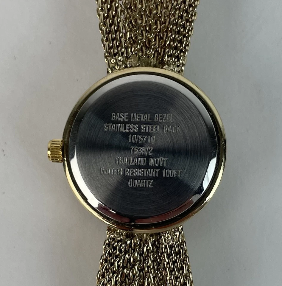 VTG 80s Gold Tone Anne Klein Diamond Women Hidden Dial Peek A Boo Watch UNTESTED - Image 4 of 4