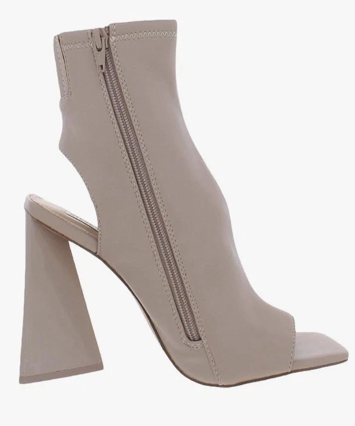 Botas Puntera Abierta Años 90 Bloque Tacón Grueso 4.7” Beige Peeptoe Bota/Tacón Talla 7 Foto 2 de 4