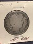 1905-O Barber Silver Half Dollar-Semi Key Date