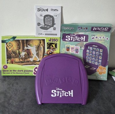 Disney Stitch Top Trumps Streichholz Würfelspiel & Scooby-Doo leuchtendes Puzzle unvollständig