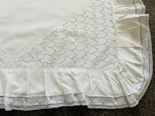Vintage Frilled Lace French Large 26x26inch Pillowcase Ruffled White Cotton