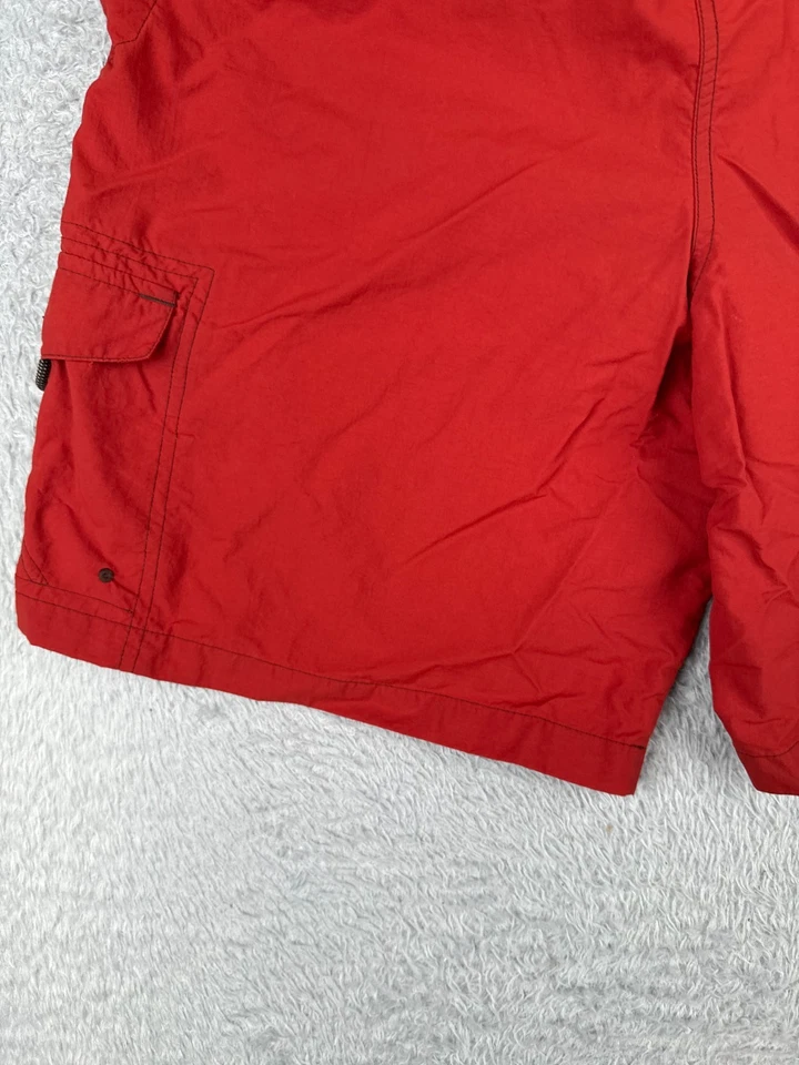 VINTAGE Columbia Pantalones Cortos Hombres Medianos Rojo Forrados con Sudor Cinturón Nylon Caminata Kayak 34x9 Foto 3 de 4