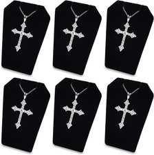 6 Pcs Set Black Velvet Mini Earring Stand, Jewelry Display, Necklace Chain and P