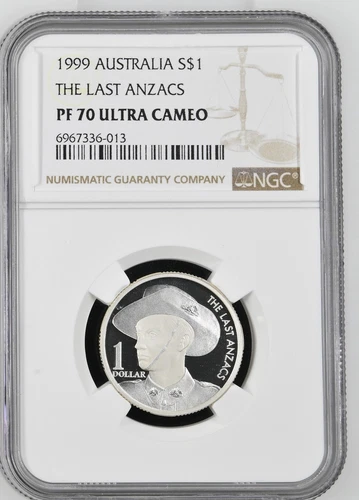 1999 Australia S$1 Dollar THE LAST ANZACS Fine Silver Proof Coin NGC PF 70 UC