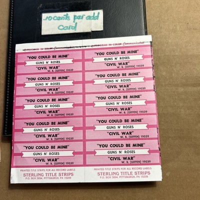 Guns N Roses You Could Be Mine  Lot 10 Jukebox Title Strip Full Sheet B6