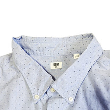 Uniqlo Button Casual Dress Shirt blue doted pattern  Sz. XXL light