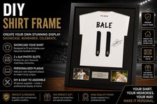 Frame For Any Signed Football Shirt & 2 photo cutouts plus personalised plaque