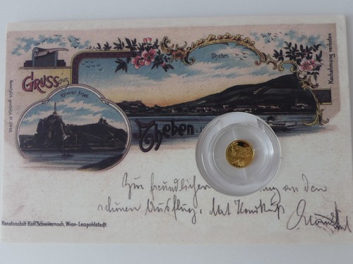 TSCHECHIEN 2023 GOLD COIN PP - HISTORISCHE ANSICHTSKARTEN - BURG DEVIN - - Picture 1 of 7
