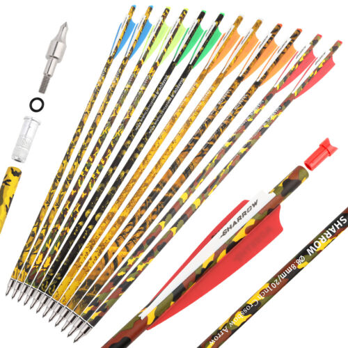 6/12X Archery Carbon Bolts Arrows 16" 17" 18" 20" 22" Vanes Mini Bow Hunt Shoot - Picture 9 of 27