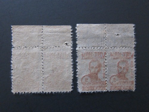 VIET MINH1950 - President HO CHI MINH / Pair of REGULAR & ERROR of PERMEABILITY.