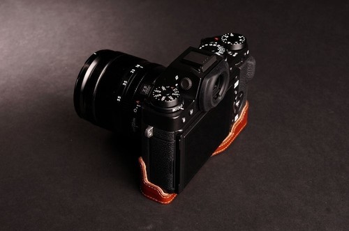 Funda bolsa de cuero genuino hecha a mano con media cámara para FUJIFILM X-T1 XT1 - Imagen 4 de 5